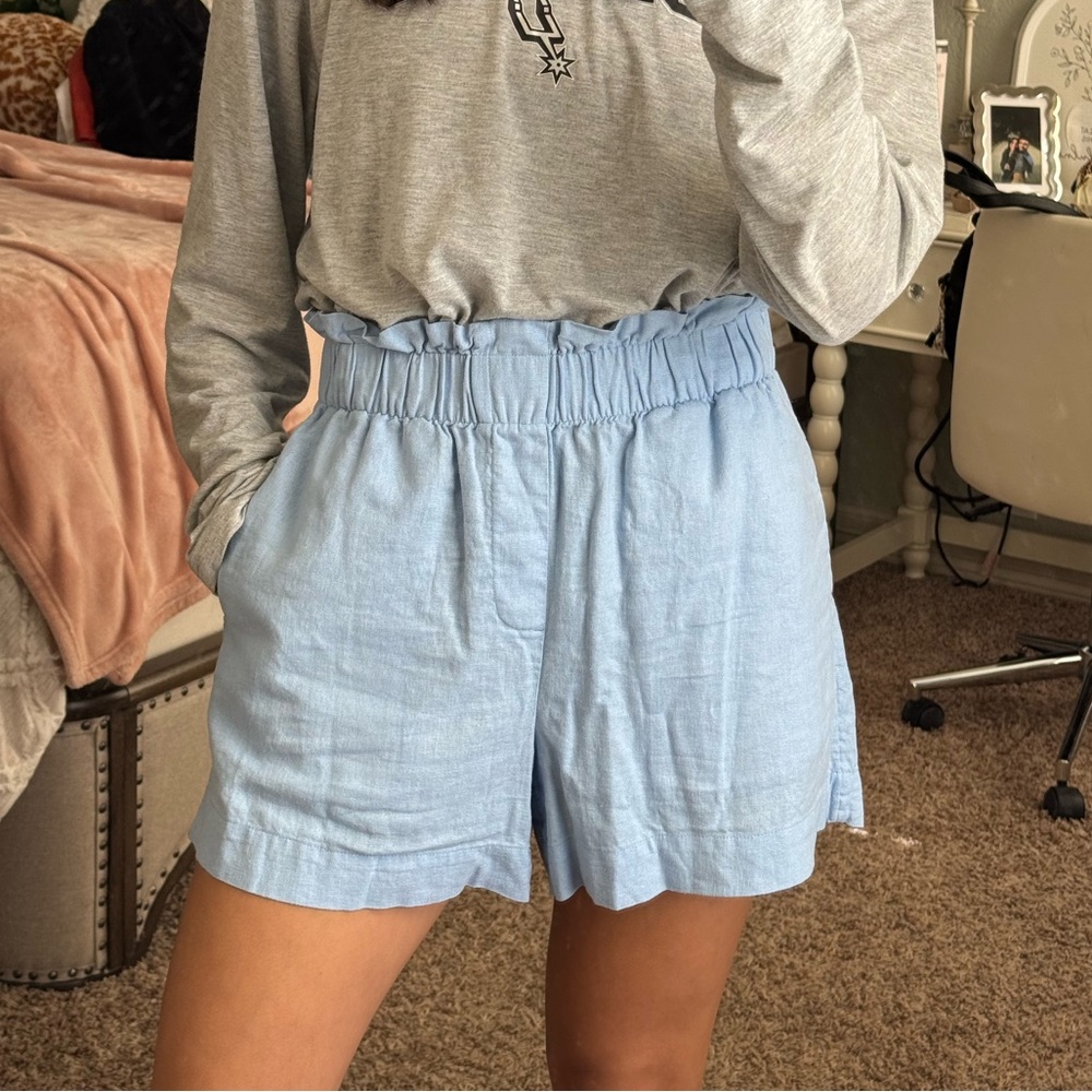 A New Day High Rise Blue Linen Shorts